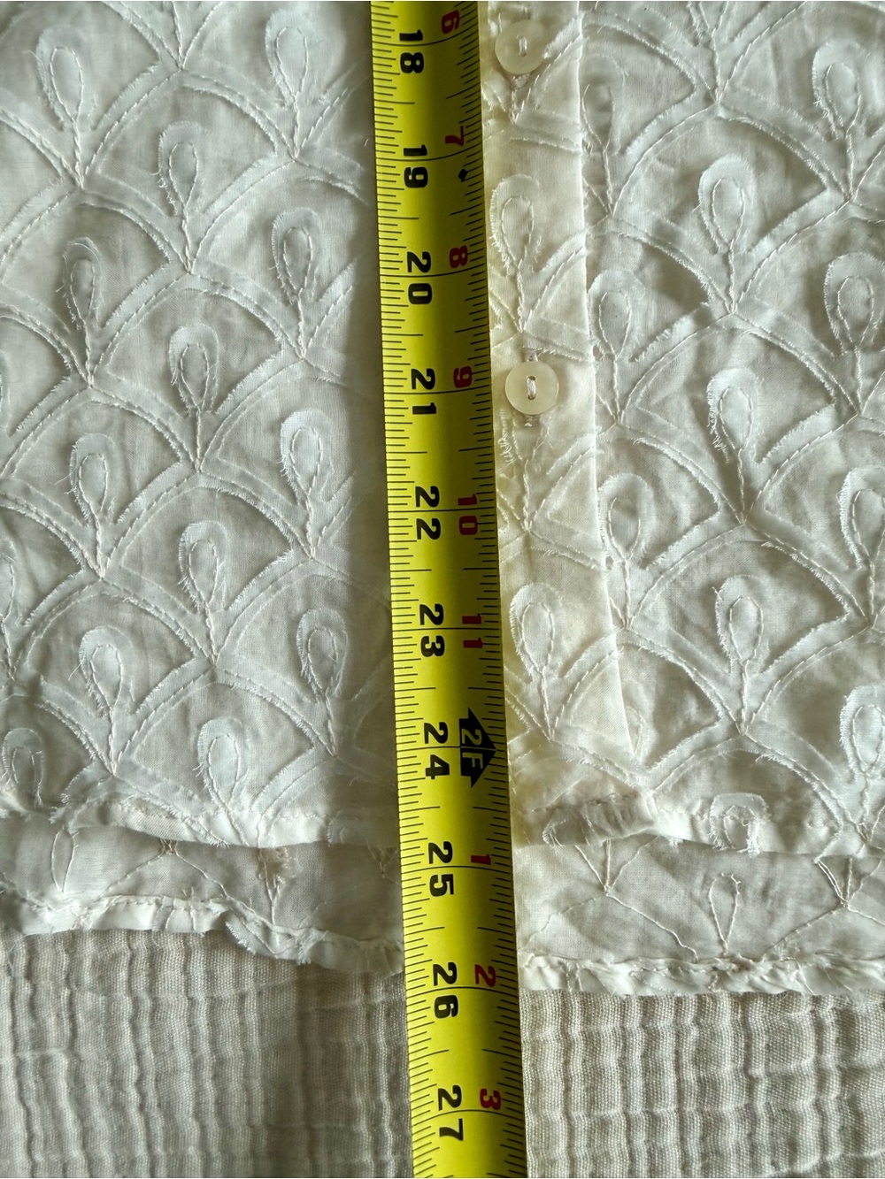 NWT Anthropologie Pilcro Textured Scalloped Button Down Blouse Shirt Ivory M - Picture 9 of 9